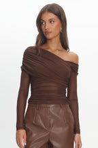 Christos Collection | Women's Top with Asymmetric Neckline & Ruching | Elegant Going Out Top for Glamorous Occasions
