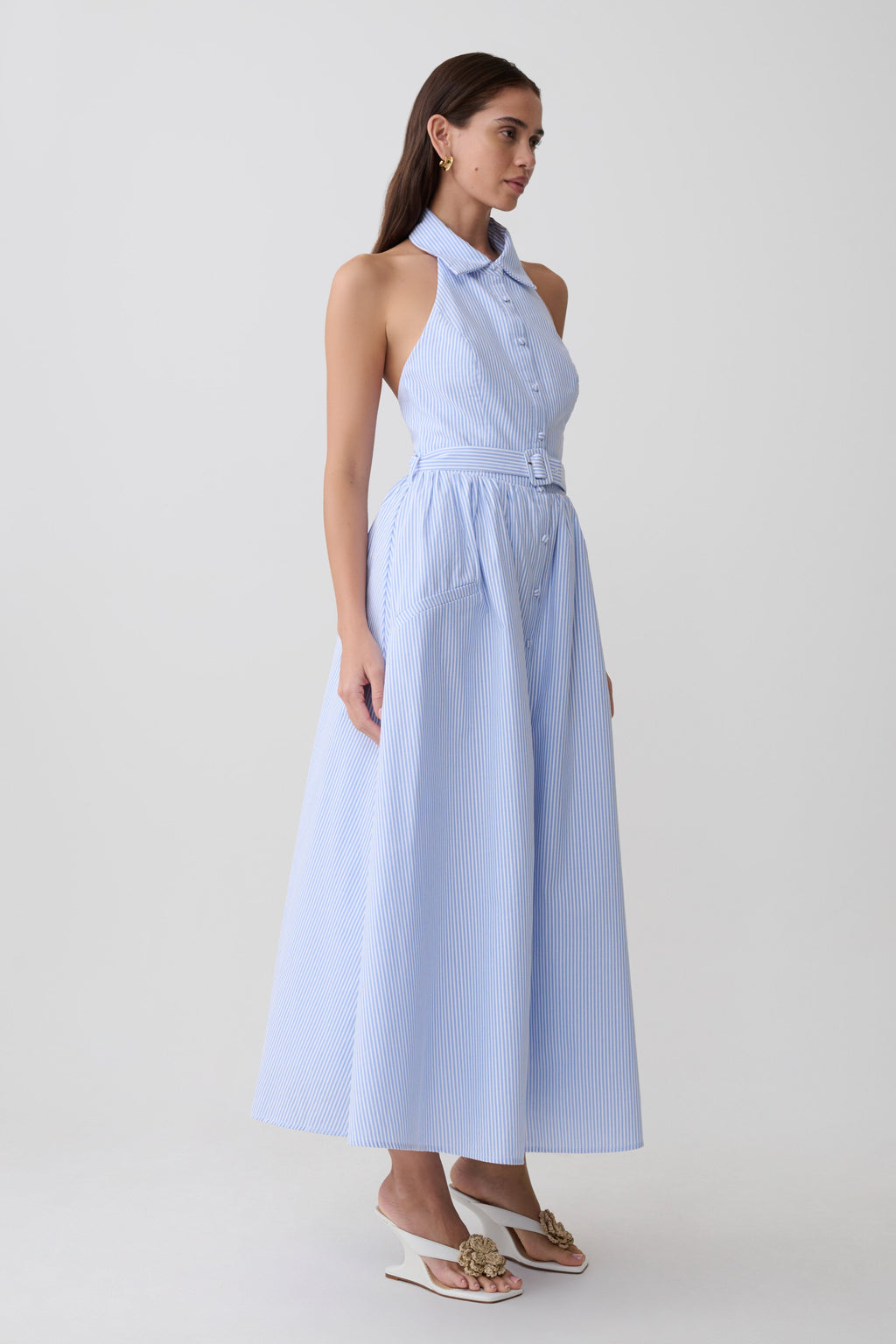 Cindy Collection | Collared Midi Dress with Vintage Buttons | Flattering A-Line Fit for Timeless Elegance