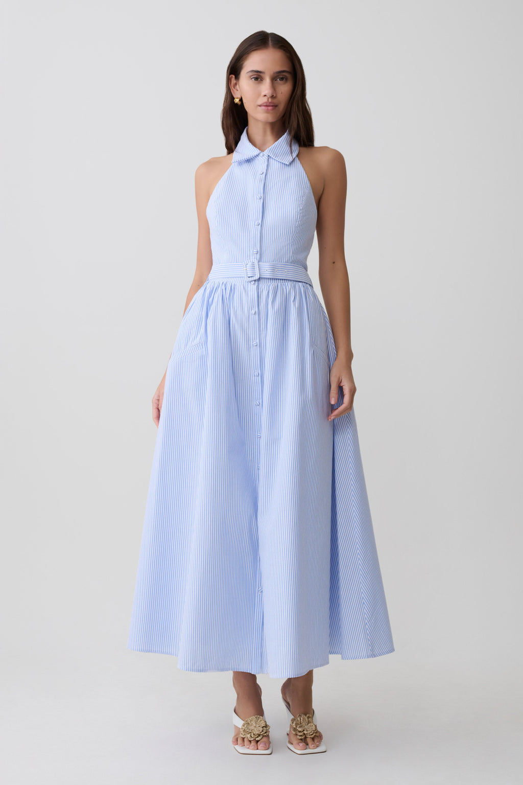 Cindy Collection | Collared Midi Dress with Vintage Buttons | Flattering A-Line Fit for Timeless Elegance