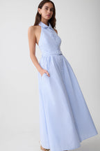 Cindy Collection | Collared Midi Dress with Vintage Buttons | Flattering A-Line Fit for Timeless Elegance