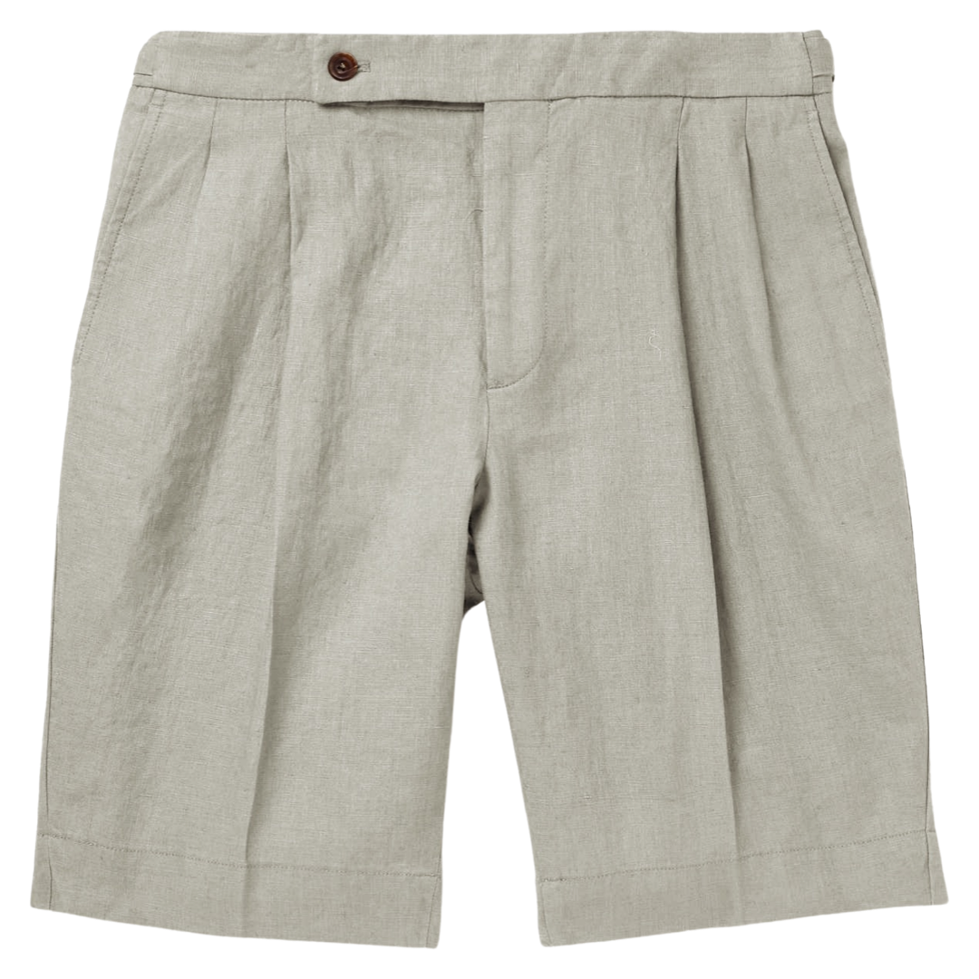 Classic Cargo Shorts | Men's Cotton Linen Shorts with Pleated Design | Comfortable Style for Weekend Wear