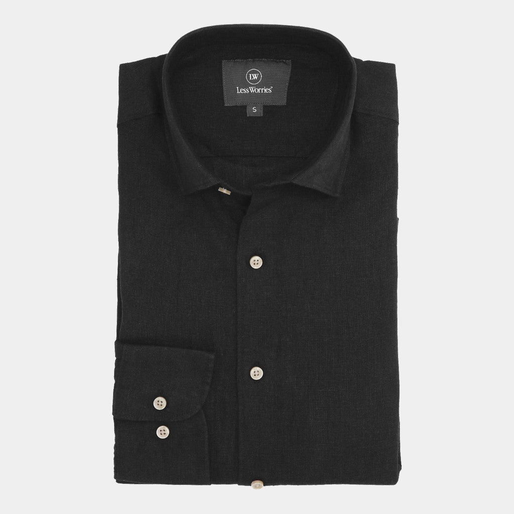 Classic Collection | Men's Dress Shirt in Black Linen with Premium Comfort | Versatile Style for Any Occasion