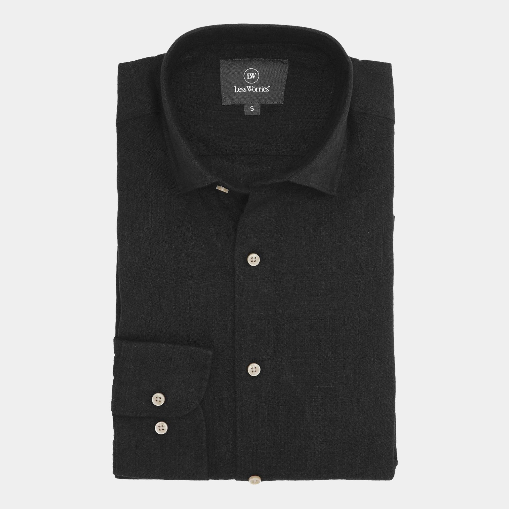 Classic Collection | Men's Dress Shirt in Black Linen with Premium Comfort | Versatile Style for Any Occasion