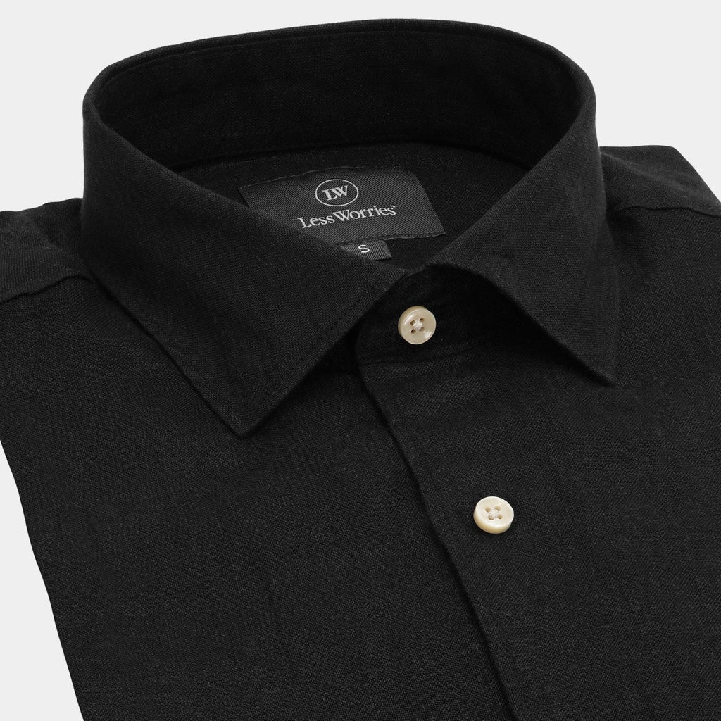 Classic Collection | Men's Dress Shirt in Black Linen with Premium Comfort | Versatile Style for Any Occasion