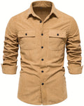 Classic Corduroy Shirt | Men's Long Sleeve Button-Up with Double-Breasted Design | Durable Cotton for All Seasons