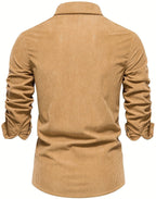 Classic Corduroy Shirt | Men's Long Sleeve Button-Up with Double-Breasted Design | Durable Cotton for All Seasons