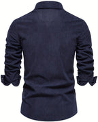 Classic Corduroy Shirt | Men's Long Sleeve Button-Up with Double-Breasted Design | Durable Cotton for All Seasons
