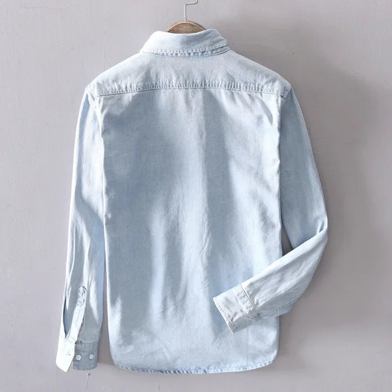 Classic Denim Shirt | Long Sleeve Button-Down with Chest Pocket | Versatile Casual Style for Everyday Wear