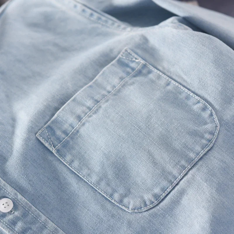 Classic Denim Shirt | Long Sleeve Button-Down with Chest Pocket | Versatile Casual Style for Everyday Wear