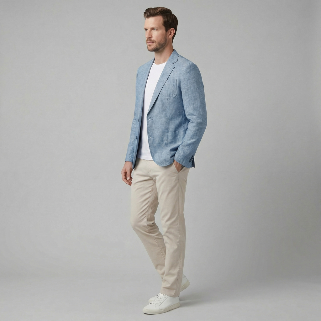 Classic Linen Blazer Jacket | Men's Blazer with Breathable Fabric | Stylish Versatile Design for Warm Weather
