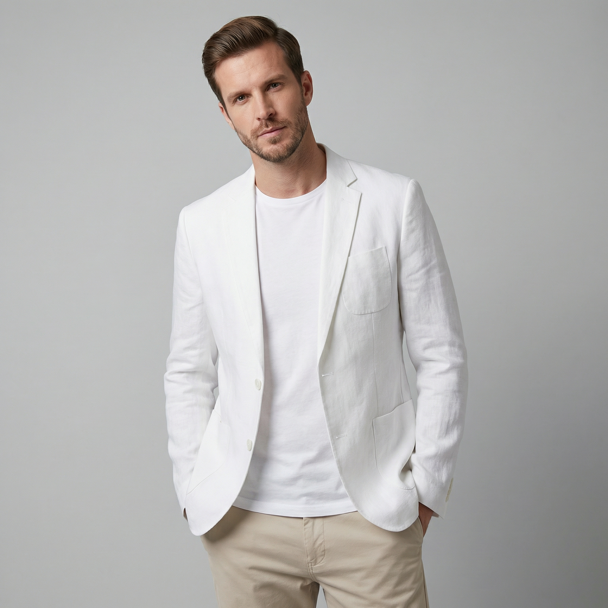 Classic Linen Blazer Jacket | Men's Blazer with Breathable Fabric | Stylish Versatile Design for Warm Weather