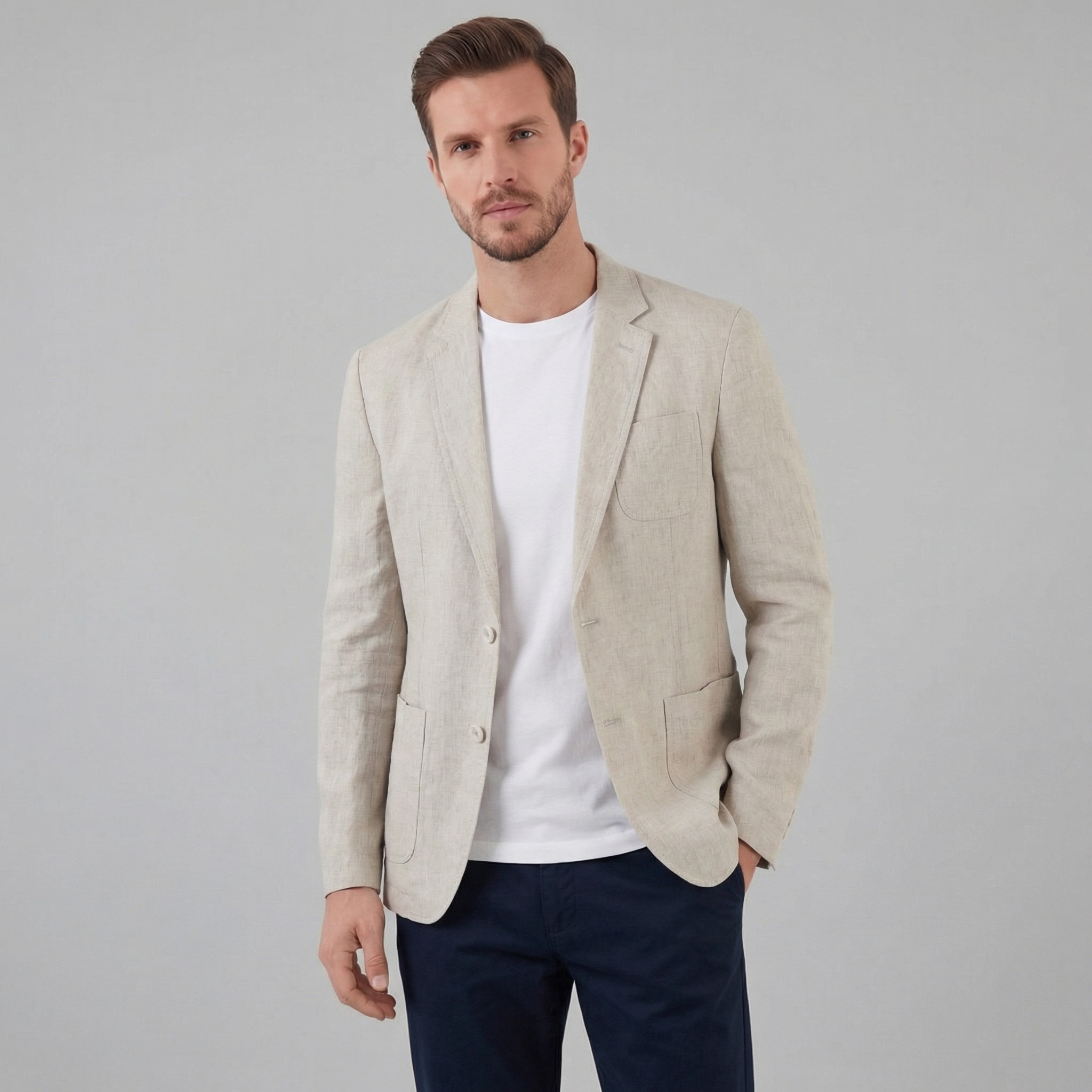 Classic Linen Blazer Jacket | Men's Blazer with Breathable Fabric | Stylish Versatile Design for Warm Weather