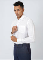Men's White Linen Dress Shirt — Breathable Comfort Fit