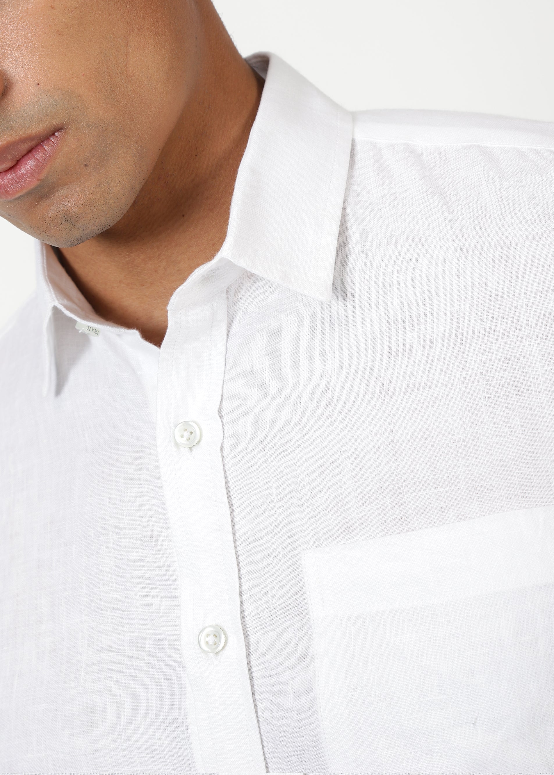 Men's White Linen Dress Shirt — Breathable Comfort Fit