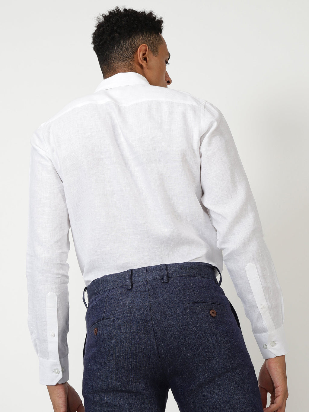 Men's White Linen Dress Shirt — Breathable Comfort Fit