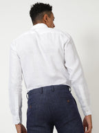 Men's White Linen Dress Shirt — Breathable Comfort Fit