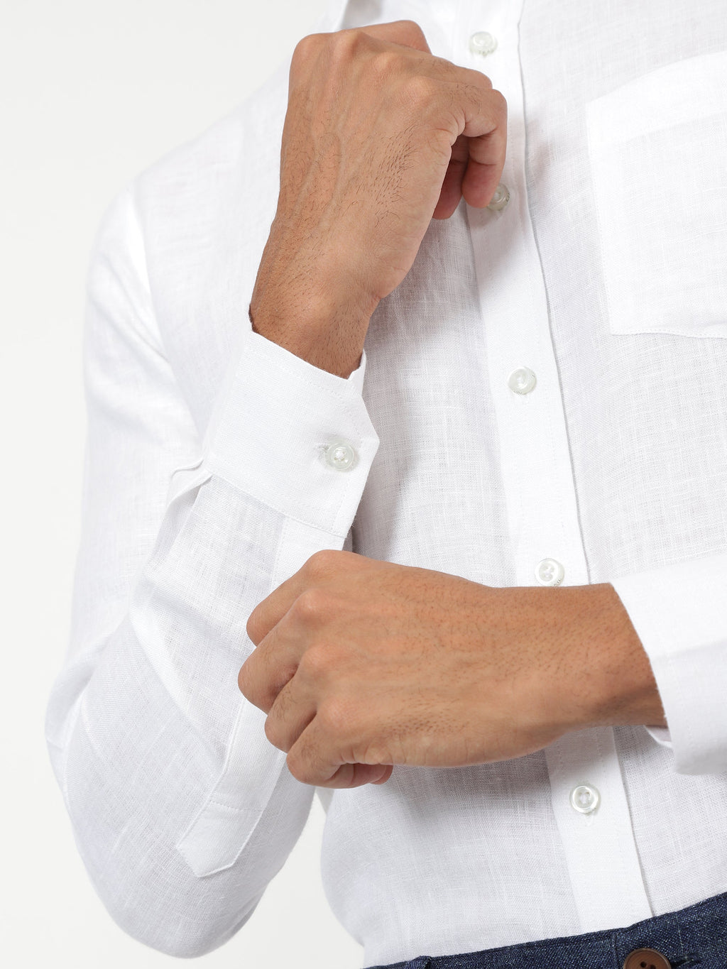 Men's White Linen Dress Shirt — Breathable Comfort Fit