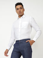 Men's White Linen Dress Shirt — Breathable Comfort Fit