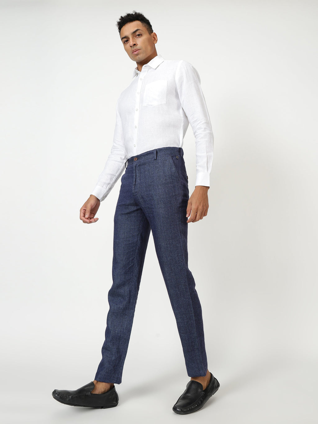 Men's White Linen Dress Shirt — Breathable Comfort Fit