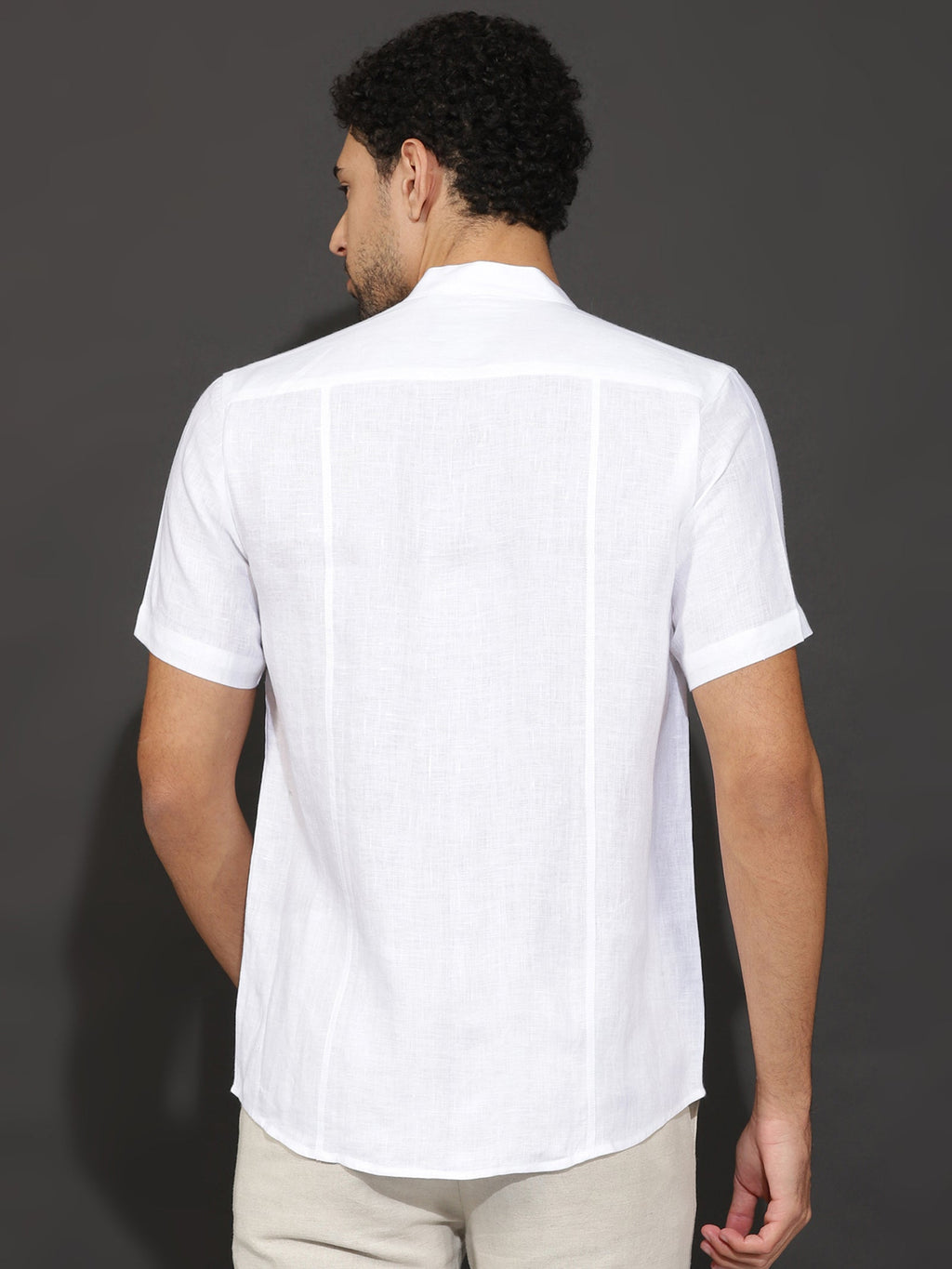 Men's Mandarin Collar Linen Shirt — Breathable Casual