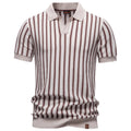 Classic Striped Polo Shirt | Lightweight Knit Golf Shirt for Men with Breathable Fabric