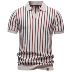 Classic Striped Polo Shirt | Lightweight Knit Golf Shirt for Men with Breathable Fabric