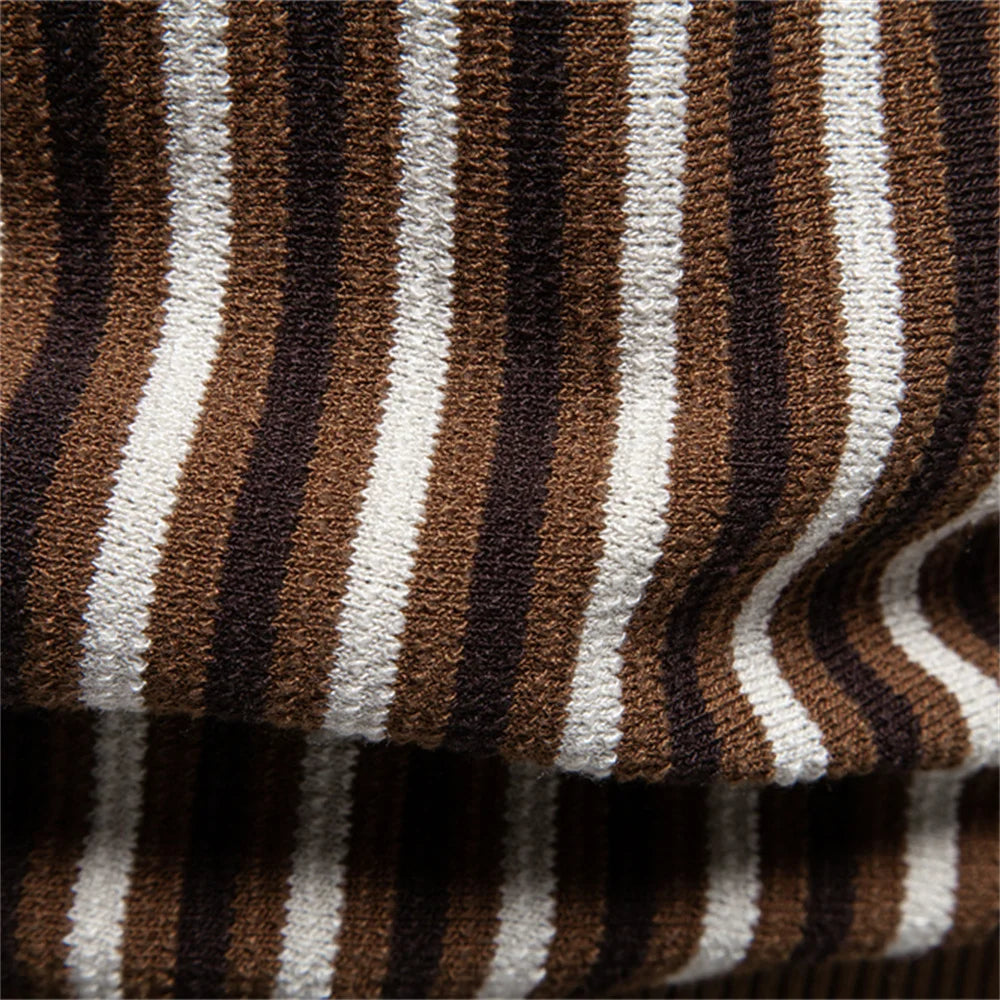 Classic Striped Polo Shirt | Lightweight Knit Golf Shirt for Men with Breathable Fabric