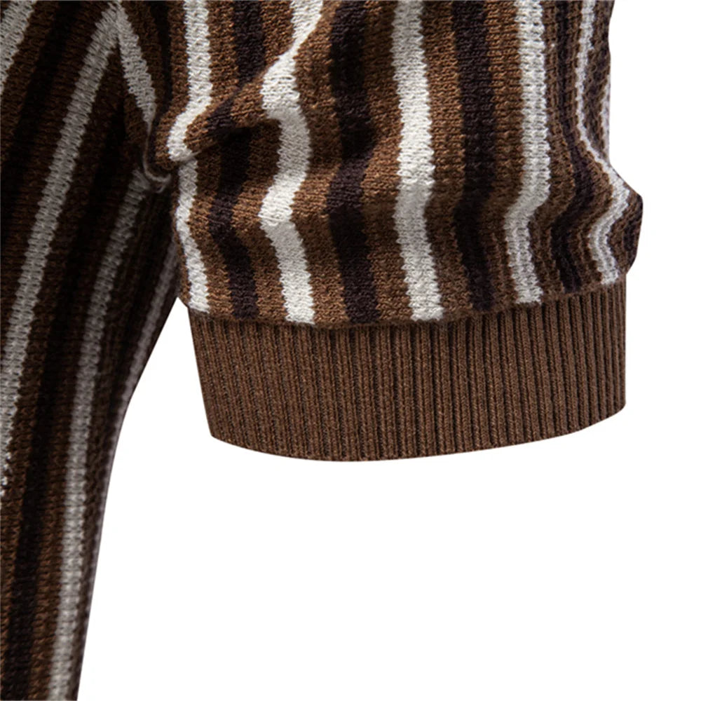 Classic Striped Polo Shirt | Lightweight Knit Golf Shirt for Men with Breathable Fabric