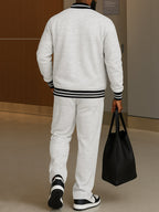 Classic Striped Trim | Jacket Pants Set with Adjustable Waist | Comfortable Casual Outfit for All-Day Wear