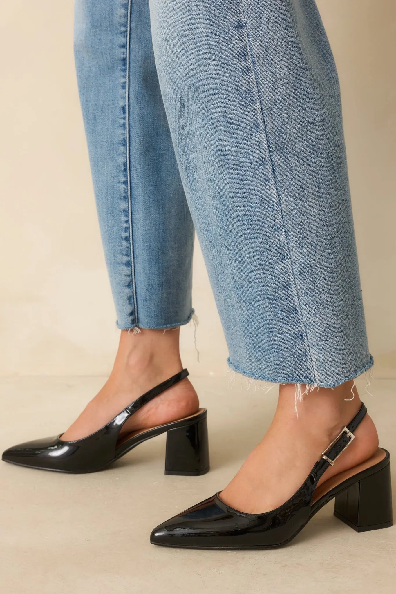 Women's Cloud Nine Nights Black Patent Slingback Block Heels | Heel measures 2.75" 5