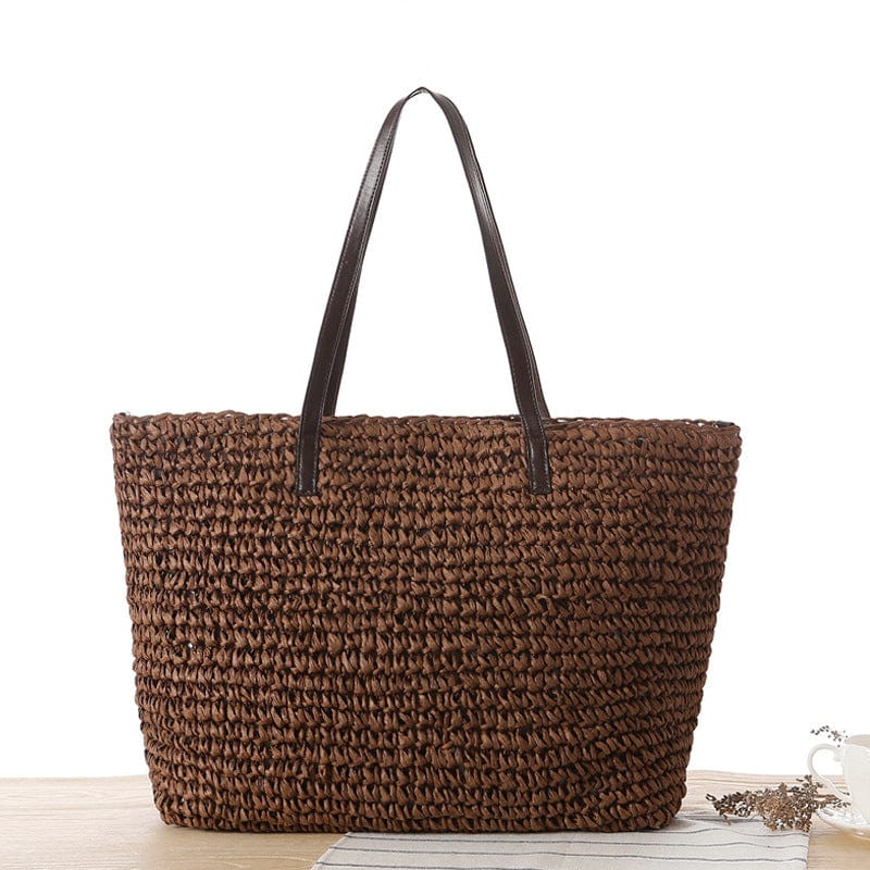 Coastal Escape | Large Straw Beach Bag with Stylish Design | Perfect Tote for Summer Adventures