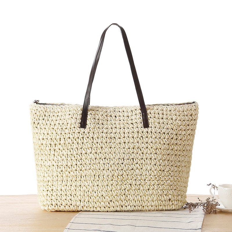 Coastal Escape | Large Straw Beach Bag with Stylish Design | Perfect Tote for Summer Adventures