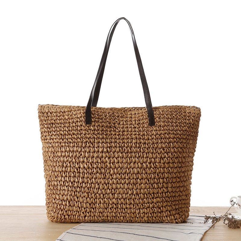 Coastal Escape | Large Straw Beach Bag with Stylish Design | Perfect Tote for Summer Adventures