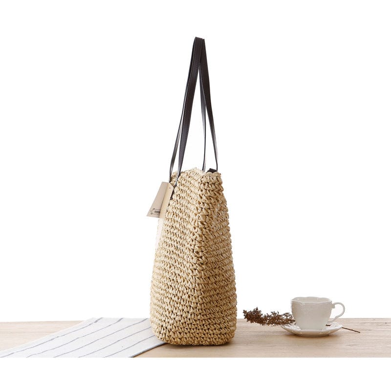 Coastal Escape | Large Straw Beach Bag with Stylish Design | Perfect Tote for Summer Adventures