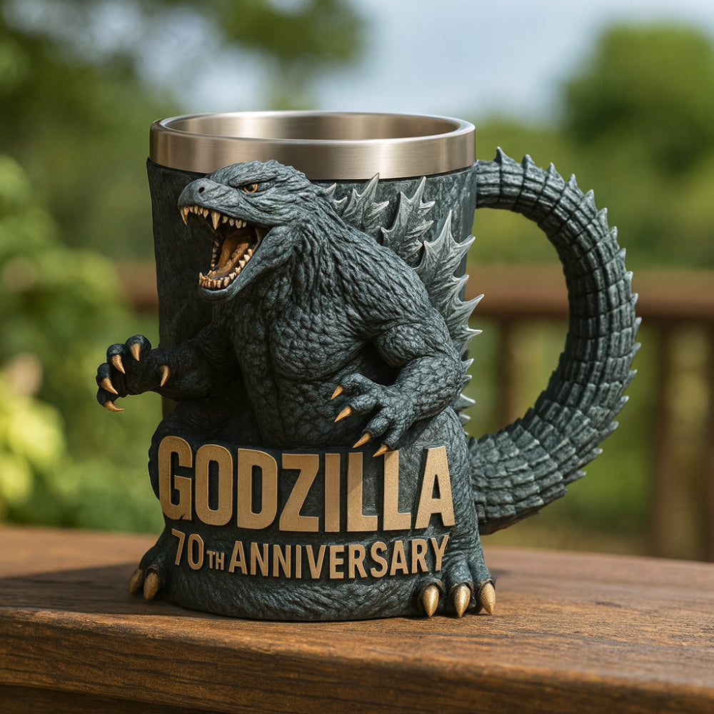 3D sculpted monster ceramic coffee mug - Gray