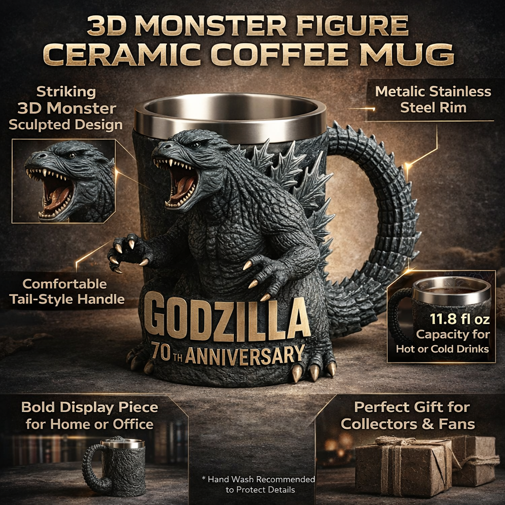 3D sculpted monster ceramic coffee mug