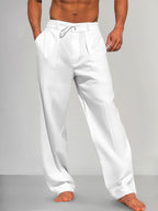 Women's linen pants with adjustable waist and side pockets