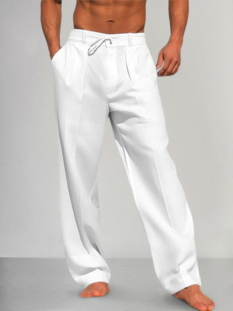Comfort Fit | Linen Pants with Adjustable Waist & Side Pockets | Breathable Casual Wear for Everyday Comfort