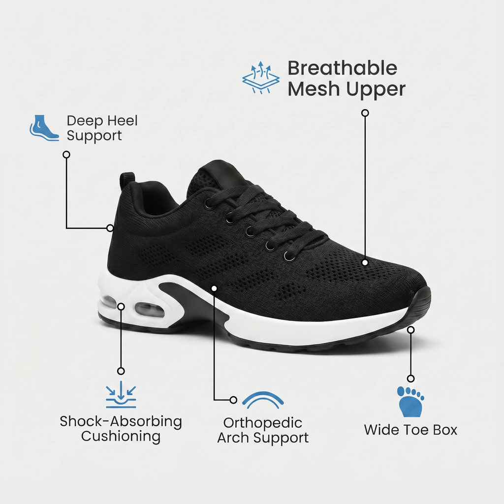 Comfortable Work Shoes — Arch Support, Cushioned