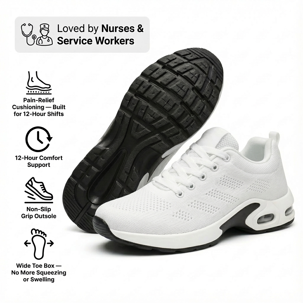 Comfortable Slip-Resistant Work Shoes — Arch Support