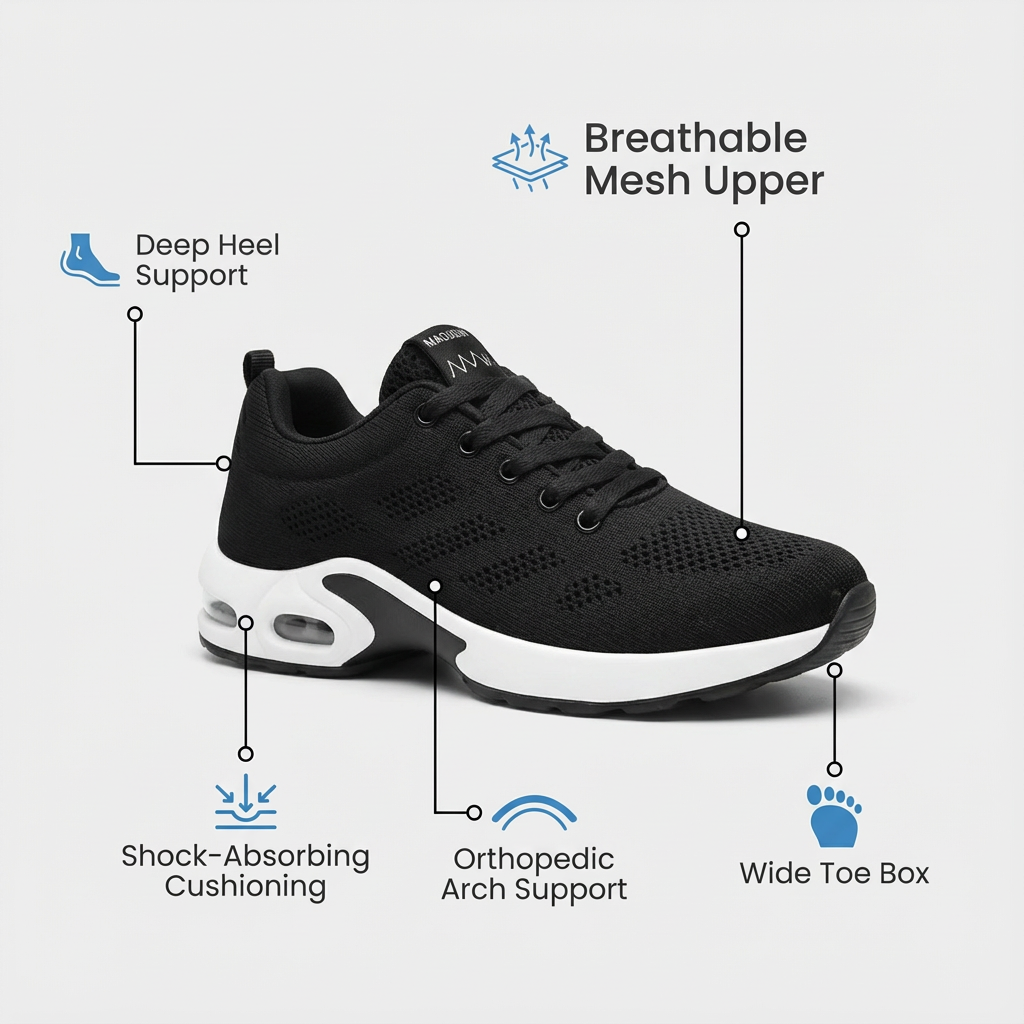Comfortable Slip-Resistant Work Shoes — Arch Support
