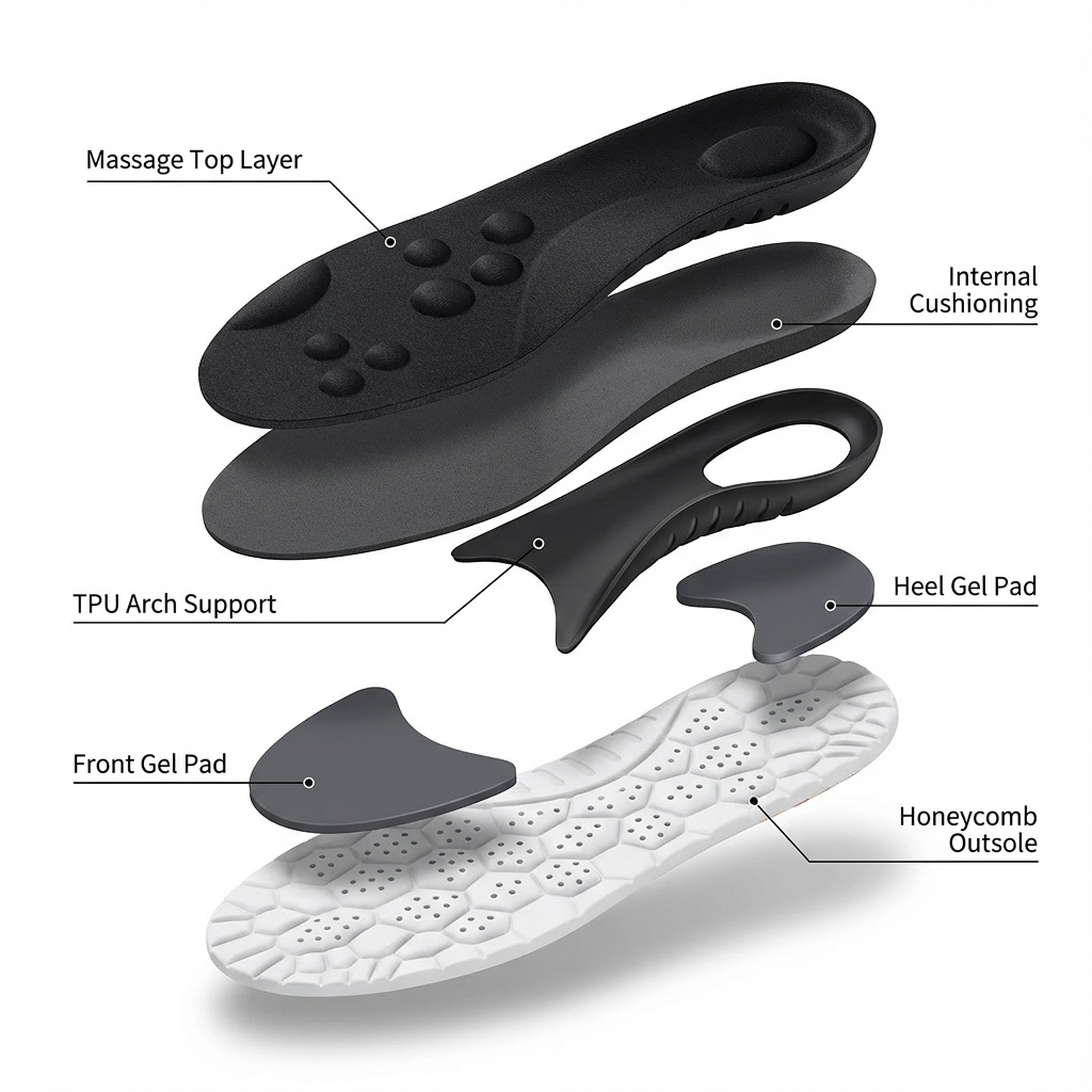 Cushioned Arch-Support Insoles — Shock-Absorbing
