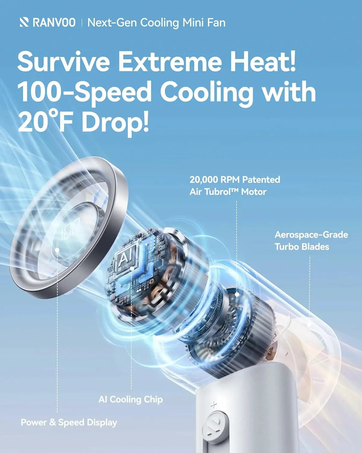 Compact Handheld Fan — Rechargeable Portable Cooling