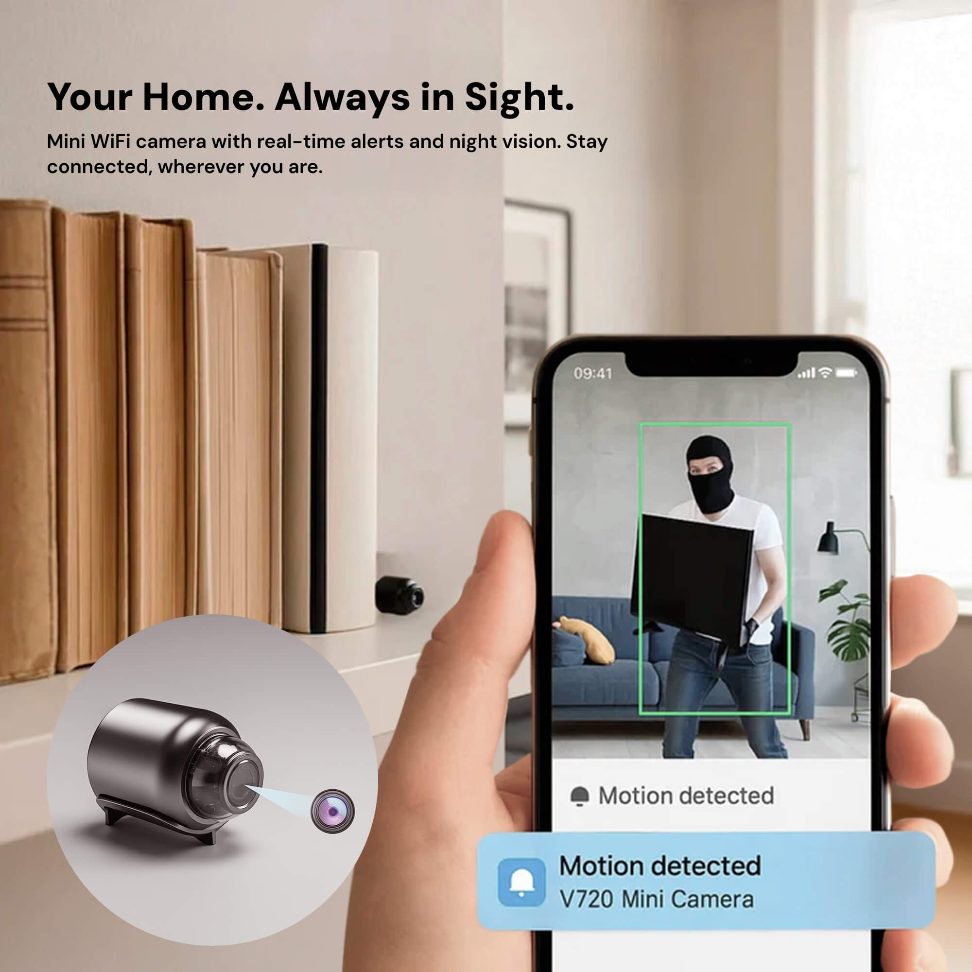 Compact Wireless Security Camera System with 1080P Clarity | Discreet Home Monitoring for Peace of Mind
