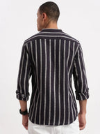Contemporary Style | Men's Dress Shirt with Mandarin Collar & Stripes | Versatile Design for All-Day Comfort