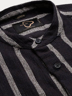 Contemporary Style | Men's Dress Shirt with Mandarin Collar & Stripes | Versatile Design for All-Day Comfort