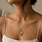 Model wearing personalized family necklace