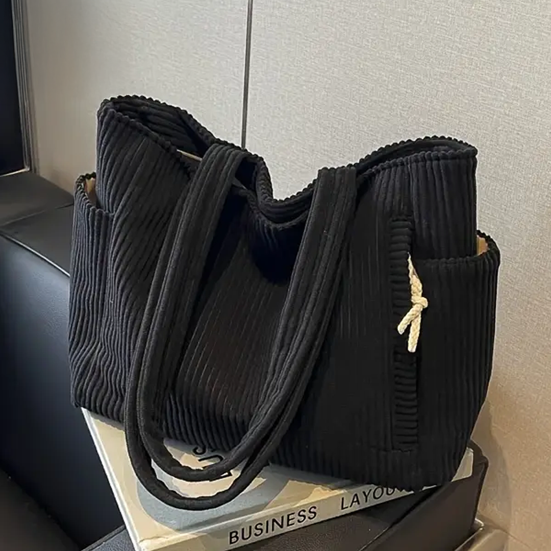 Corduroy Tote Bag with Ribbed Texture & Spacious Design | Versatile Accessory for Everyday Use