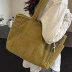 Corduroy Tote Bag with Ribbed Texture & Spacious Design | Versatile Accessory for Everyday Use
