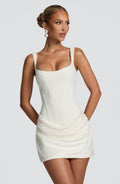Cornelia Collection | Elegant Mini Dress with Structured Crepe and Lace-Up Back | Flattering Fit for Special Occasions